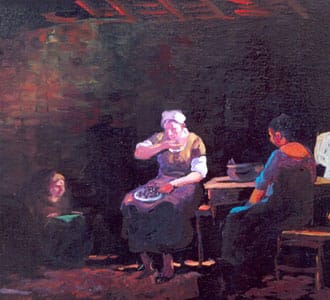 Mujeres pelando choclo