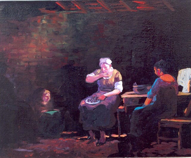 Mujeres pelando choclo