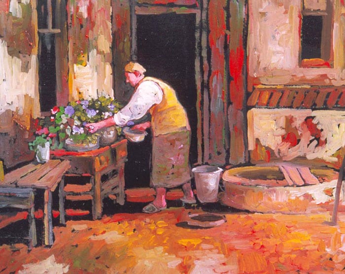 Regando las flores