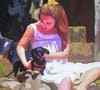 Detalhe de Niña con perrito
