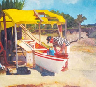 El pescador preparano la pesca
