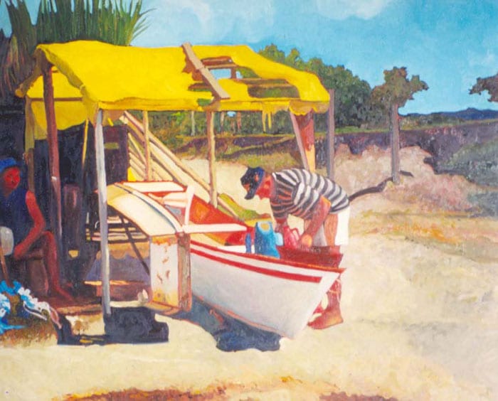 El pescador preparano la pesca