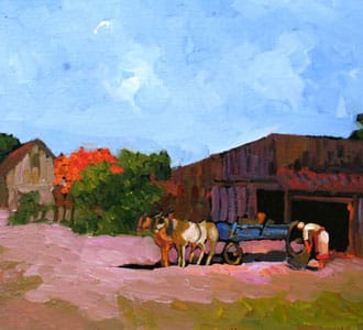 Campesina en el galpon
